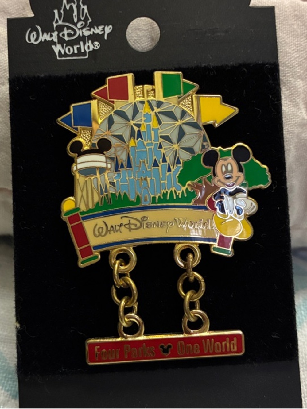 Walt Disney World Collectable Enamel Pin —Four Park One World